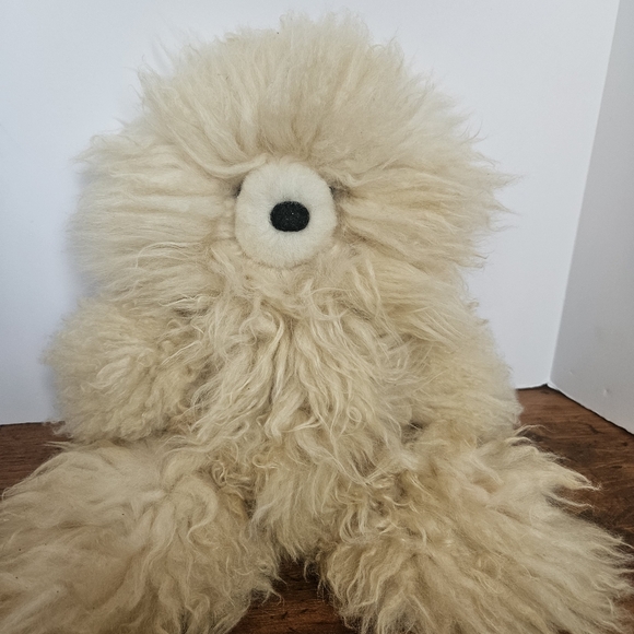 Alpaca Fur Light Tan/ Cream Teddy Bear Alpaca Wool Fleece Hair Plush Bear - Picture 7 of 11